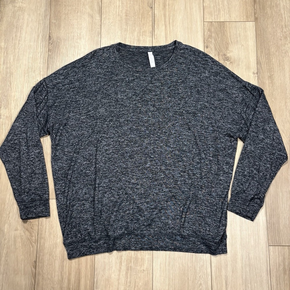 Athleta Lightweight Long Sleeve Pullover – Large Super Soft Heathered Black/Gray